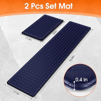 TranquilRelax Kitchen Mats, Cushioned Mats with Extra-Long Runner, Blue - color: Blue, size: 2-Piece | 30"+71" | Standard