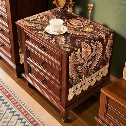 Nightstand Cover Cloth Dark Brown, Lace, Large, 15.7x51.2 Inch - color: Dark Brown, size: 51.2" x 15.7" (Rectangular)