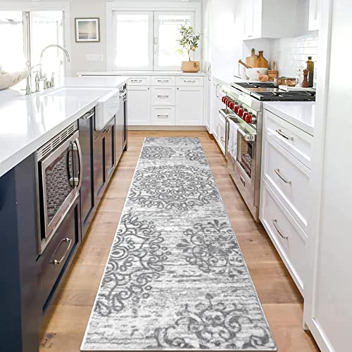 HEBE Hallway Runner Rug 2'x8', Washable Non Slip Kitchen Rug Runner - color: Grey, size: 2' x 8' (Rectangular)