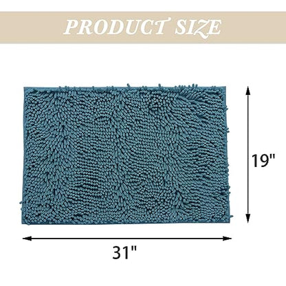 Non-Slip Bath Rug,Extra Soft Microfiber Bedroom Shag Carpet with Anti-Slip Backing,Water/Dust Absorbent Fast Dry Shower Mat,Sound Insulated Stairs Pad,Machine Washable (Turquoise,19 x 31 Inches) - color: Turquoise, size: 19"x31"