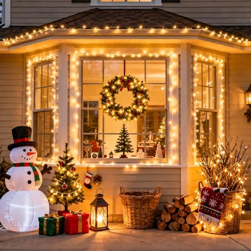 JMEXSUSS 500 LED Christmas Lights Outdoor, 8 Modes Christmas Tree Lights - color: Warm White, size: 500 LED