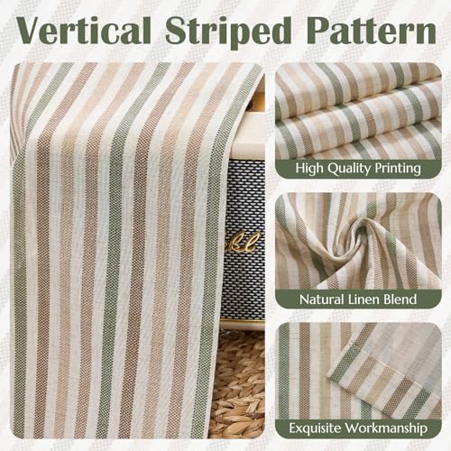 jinchan Stripe Linen Kitchen Valance Curtain, 50x18, 1 Panel, Multi Green - color: Boxter Striped | Multi Green on Linen, size: 50"W x 18"L (Pack of 1)
