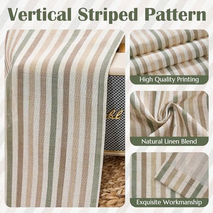 jinchan Stripe Linen Kitchen Valance Curtain, 50x18, 1 Panel, Multi Green - color: Boxter Striped | Multi Green on Linen, size: 50"W x 18"L (Pack of 1)