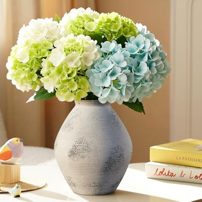 Ceramic Vase Rustic Pottery Vase,Neutral Gray Distressed Vases 7.87" - size: 7.87 In-textured-gray