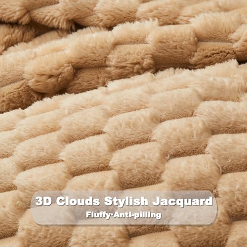 NEWCOSPLAY Fleece Clouds Cozy Throw Blanket for Couch, Brown, 50"x60" - color: Brown, size: Throw(50"x60")