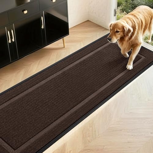 Extra Large Front Door Mat Outside Entrance Indoor Doormat, 71" x 24" Outdoor Mats for Patio Waterproof, Outdoor Door Mats for Outside Entry, Indoor Rugs for Entryway, Sturdy Natural Rubber, Brown - color: Brown, size: 2' x 5'11" (Runner)