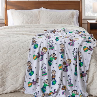 Berkshire Peanuts® VelvetLoft® Cute Character Snoopy Plush Blanket,Easter Gang 2025 White,Twin 60 in x 90 in (Official Peanuts® Product) - color: Easter Gang 2025 White, size: Twin (60 in x 90 in)