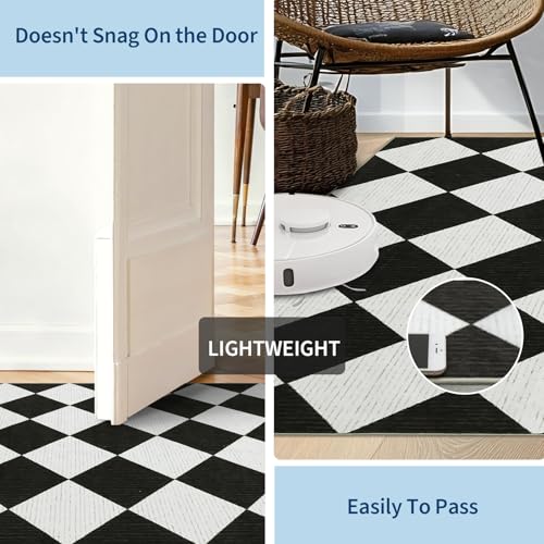 GarveeHome 6x9 Checkered Area Rug Black and White Washable Living Room Rug - color: Black/White, size: 6' x 9' (Rectangular)