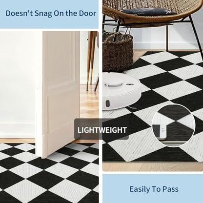 GarveeHome 6x9 Checkered Area Rug Black and White Washable Living Room Rug - color: Black/White, size: 6' x 9' (Rectangular)