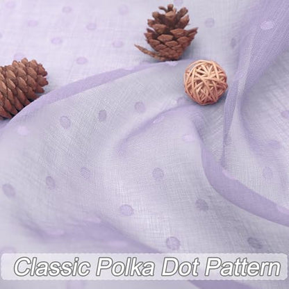 Pitalk Light Purple Sheer Curtain for Kids Room Nursery 63 Inch Polka Dots - color: Lavender, size: 52"W x 63"L (Pack of 2)