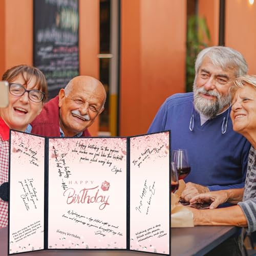 Crenics Black and Pink Birthday Guest Signature Book Alternative 18" x 12" - color: Black and Pink