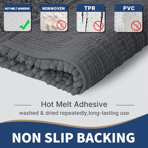 Yimobra Bathroom Rugs Sets 2 Piece, Super Absorbent Bath Mat Set, Dark Grey - color: Dark Grey, size: 24''x17''+24''x20''U-Shaped