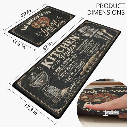Kitchen Rugs for Floor 2 Pcs Memory Foam Padded Anti Fatigue Kitchen Mat - color: I Love My