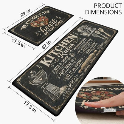 Kitchen Rugs for Floor 2 Pcs Memory Foam Padded Anti Fatigue Kitchen Mat - color: I Love My
