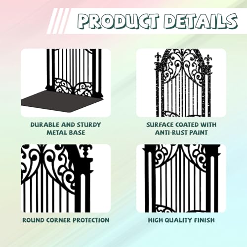 Peacoblue 5.3"x4.3"x7.3" Metal Bookends, Heavy Duty Book Ends for Shelves - style: Gothic Gate