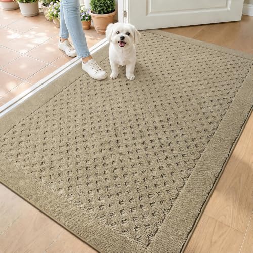 Dirt Trapper Door Mat 36"x 60", Non-Slip Entryway Rugs, Beige - color: Beige, size: 36" x 60"
