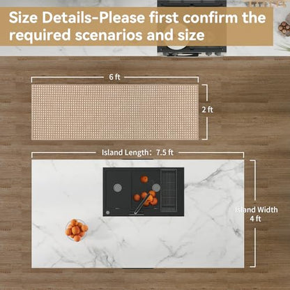 YDKGL 2x6 ft Low Pile Kitchen Runner Mat, Non Slip Washable, Brown - color: A- Brown, size: 2' x 6'