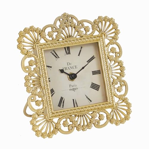 NIKKY HOME Vintage Table Clock, Non-Ticking Battery Operated for Living Room - color: Gold
