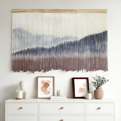 AKSWSHO Large Dip-Dye Macrame Wall Hanging Tapestry 59"x38" Boho Decor | Extra Large Handmade Dip-Dye Macrame Wall Hanging Cotton & Solid Wood Foldable design for Gifting Stunning Unboxing Surprise