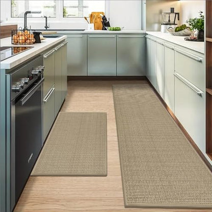 Artoid Mode Non-Slip Kitchen Rugs and Mats Set of 2-24x35 + 24x60 - color: Linen, size: 24" x 35" /24" x 60"