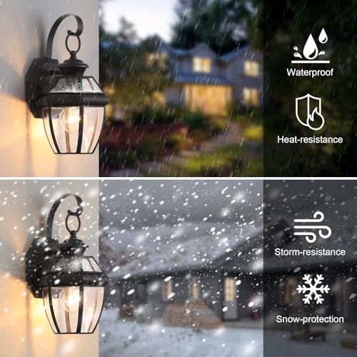 Brass Outdoor Wall Light,Exterior Wall-Mounted Light,BlackSet of 2 - color: Black - 2 Pack, size: 12.6 inch