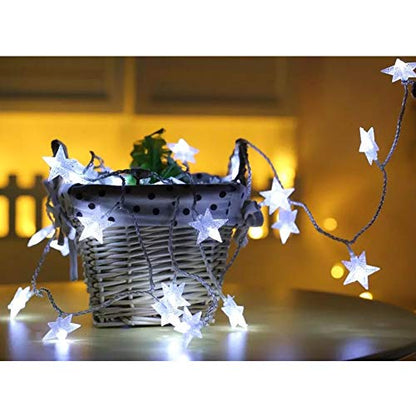 Twinkle Star 100 LED Star String Lights Plug in 33FT, White - color: White, size: Star lights - 49 ft