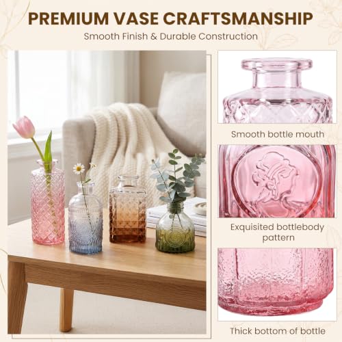 15Pack Colorful Glass Bud Vases,Bulk Mini Small Colored Vintage Vases - color: Colorful, size: 15PCS