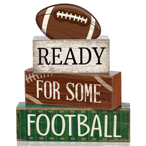 Yuntau 4 Pcs Fall Football Decorations for Home Farmhouse Tiered Tray Decor - style: Classic Football