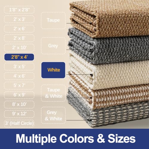 Dirt Trapping Door Mat 32"x48", Off White Faux Jute Entryway Rug - color: White, size: 2'8" x 4' (Rectangular)