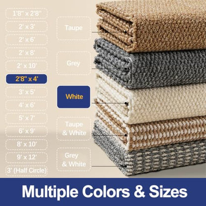 Dirt Trapping Door Mat 32"x48", Off White Faux Jute Entryway Rug - color: White, size: 2'8" x 4' (Rectangular)