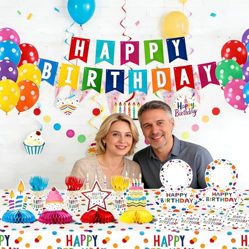 155Pcs Colorful Dots Birthday Party Decorations Party Supplies Serve 24