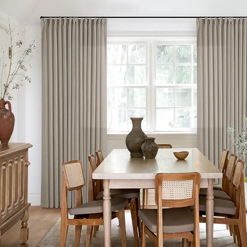 Burlywood Birch Pinch Pleated Thick Linen Curtains 112 Inches Long - color: Burlywood Birch, size: 40"W x 112"L (Pack of 2)