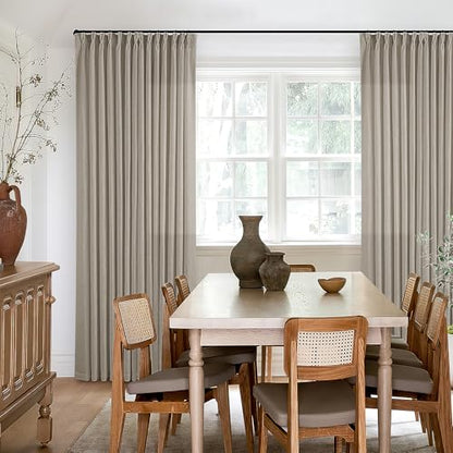 Burlywood Birch Pinch Pleated Thick Linen Curtains 112 Inches Long - color: Burlywood Birch, size: 40"W x 112"L (Pack of 2)