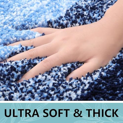 Arotive Microfiber Bathroom Rugs, Shaggy Soft Absorbent Bath Rug, 70x24 - color: Blue, size: 70" X 24"