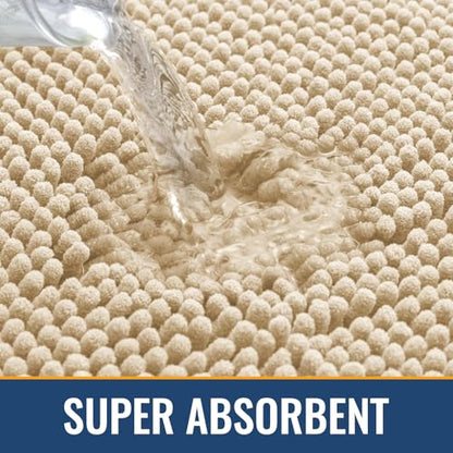 Arotive Bathroom Rugs 48x30, Soft Absorbent Shaggy Chenille Bath Rugs - color: Beige, size: 48" X 30"