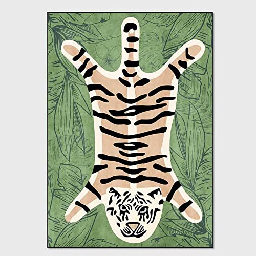 Tiger Rug for Bedroom Cartoon 2x3 ft Small Area Rug Washable Funky Colorful Carpet for Living Room Boho Non-Slip Modern Abstract Bathroom Door Mat - color: P, size: 2' x 3' (Rectangular)