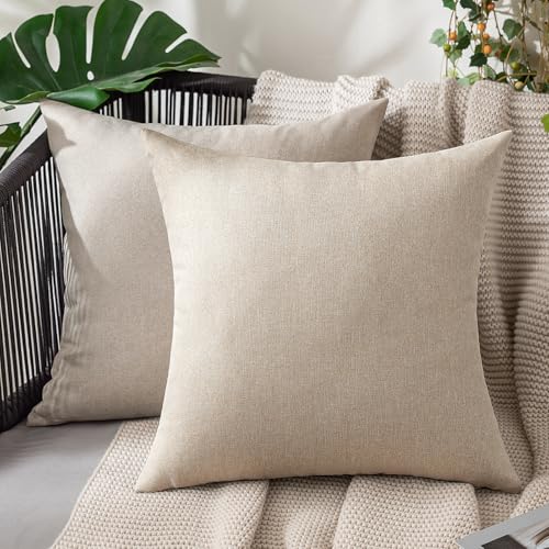 MIULEE Decorative Outdoor Pillow Covers Waterproof 16x16 Beige - color: Beige, size: 16" x 16" (Pack of 2)