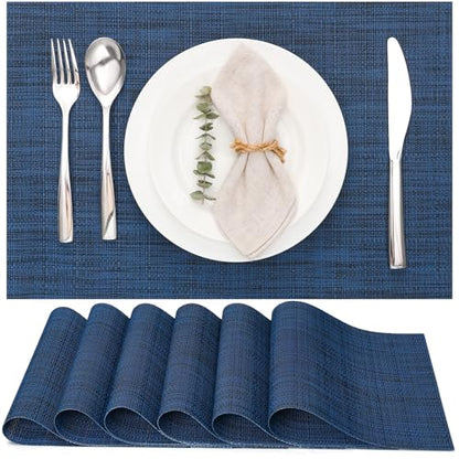 Myir JUN Placemats Set of 6 Kitchen and Dining Table Placemats - color: Dark Blue, size: Set of 6