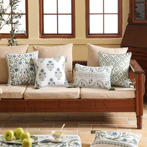ISAENNE Designer Printed Rectangle Throw Pillow Cover,Set of 2,20"x12" - color: Mosella E, size: 20" x 12" (Pack of 2)