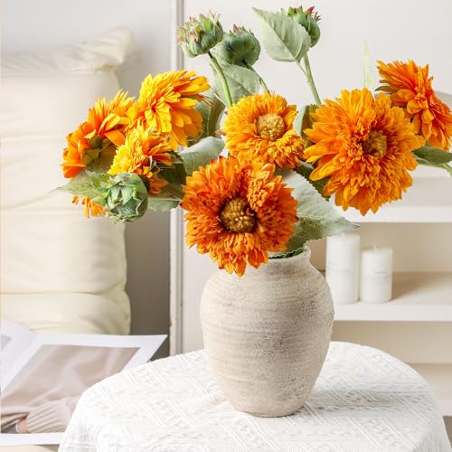 Ceramic Flower Vase, 7.4 Inch Rustic Farmhouse Home Decor - color: 205-1-7.4in