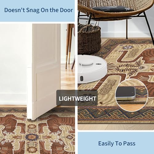 GarveeHome Tiger Print 2'x6' Washable Runner Rug Non Slip Boho Hallway Rug - color: Camel, size: 2' x 6' (Rectangular)