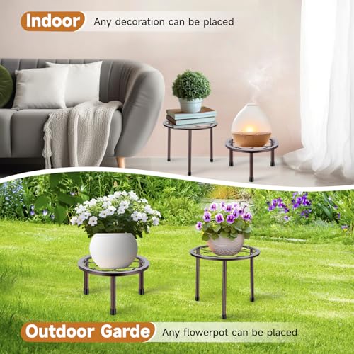 Amaoot 5 Pack Metal Plant Stand, Iron Plant Stands for Indoor and Outdoor - color: Brown
