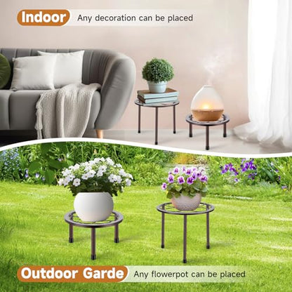 Amaoot 5 Pack Metal Plant Stand, Iron Plant Stands for Indoor and Outdoor - color: Brown