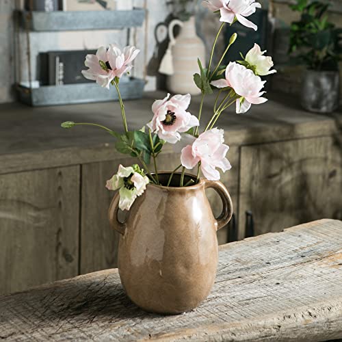 Tanvecle Brown Ceramic Vase with Handles, 7" Modern Farmhouse Decor - color: Brown