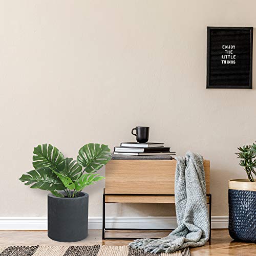 Kante Large Round Cylinder Charcoal Concrete Planter 15.8" Tall, Outdoor - color: Charcoal, size: 15.7" Dia