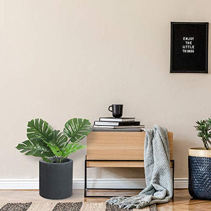 Kante Large Round Cylinder Charcoal Concrete Planter 15.8" Tall, Outdoor - color: Charcoal, size: 15.7" Dia