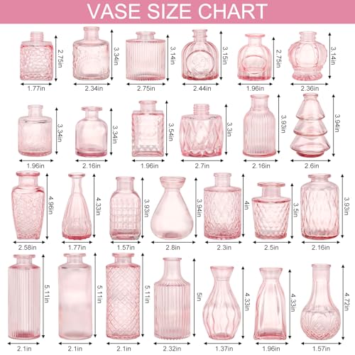 36pcs Pink Glass Bud Vase Set, Small Flower Vases for Centerpieces in Bulk - color: Pink, size: 36pcs