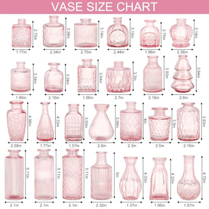 36pcs Pink Glass Bud Vase Set, Small Flower Vases for Centerpieces in Bulk - color: Pink, size: 36pcs