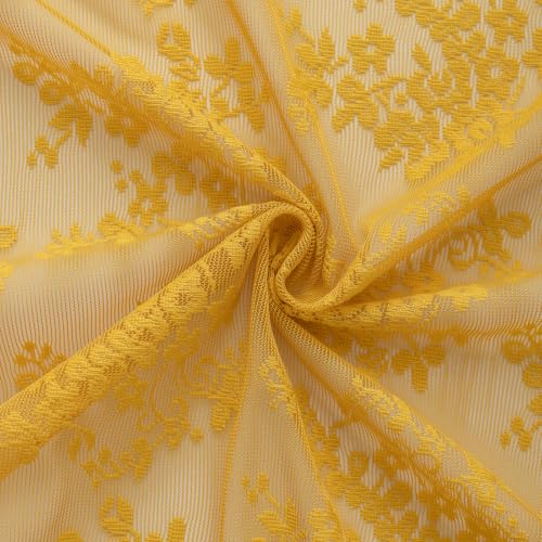 TUDECO Yellow Stall Lace Shower Curtain for Bathroom, 36Wx72L Inch 1 Panel - color: Mustard Yellow, size: 36"W x 72"L (Pack of 1)