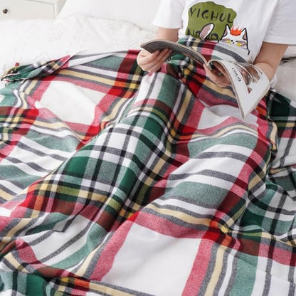 Plaid Throw Blanket for Couch Bed, Christmas Green Blanket Throw 50"x60" - color: Red Green Plaid